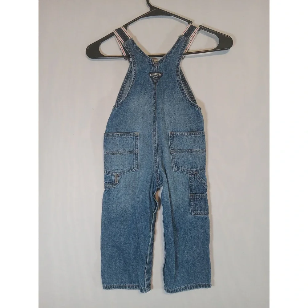 OshKosh B'gosh Toddler 24M Denim Overalls Blue Carpenter Adjustable Straps